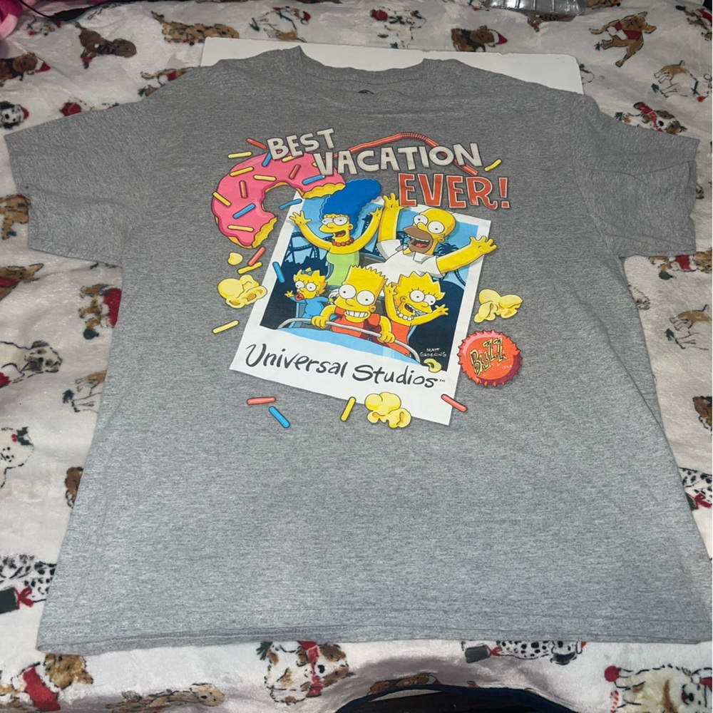 The Simpsons Universal Studios Best Vacation Ever Gray T-Shirt Size XL
